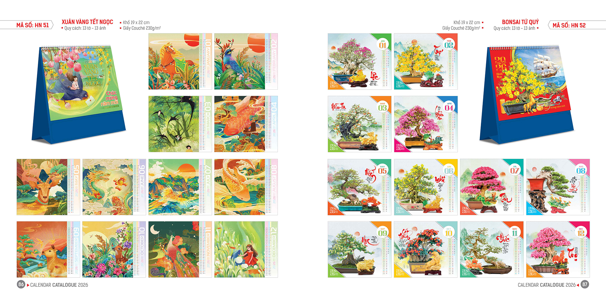 lịch bàn HN 51 - HN 52