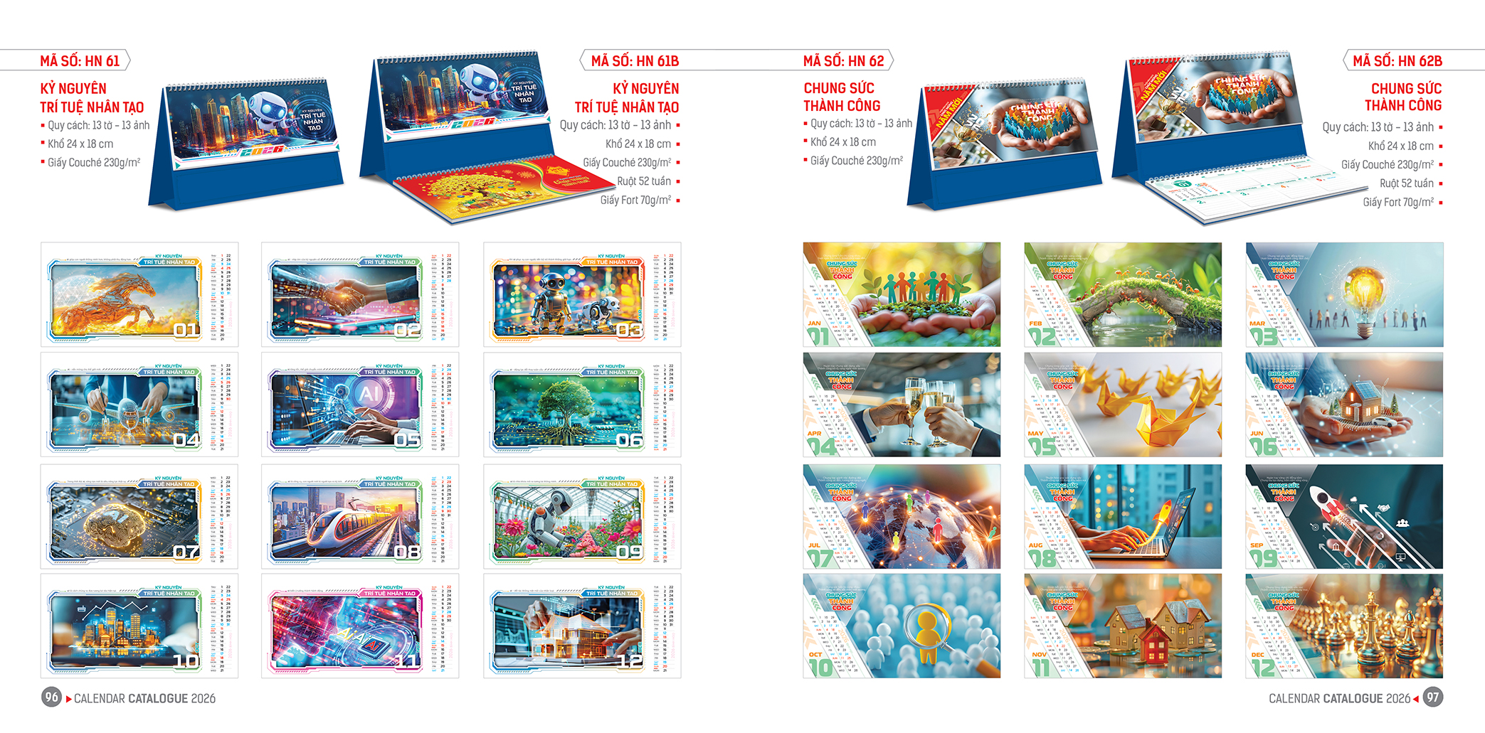 lịch bàn HN 61 - HN 62