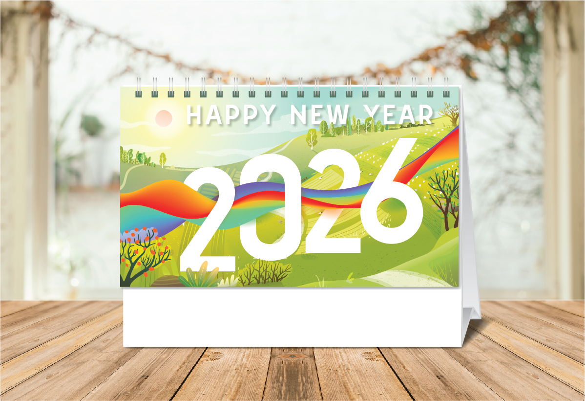 lịch bàn 2026 bìa xanh lá